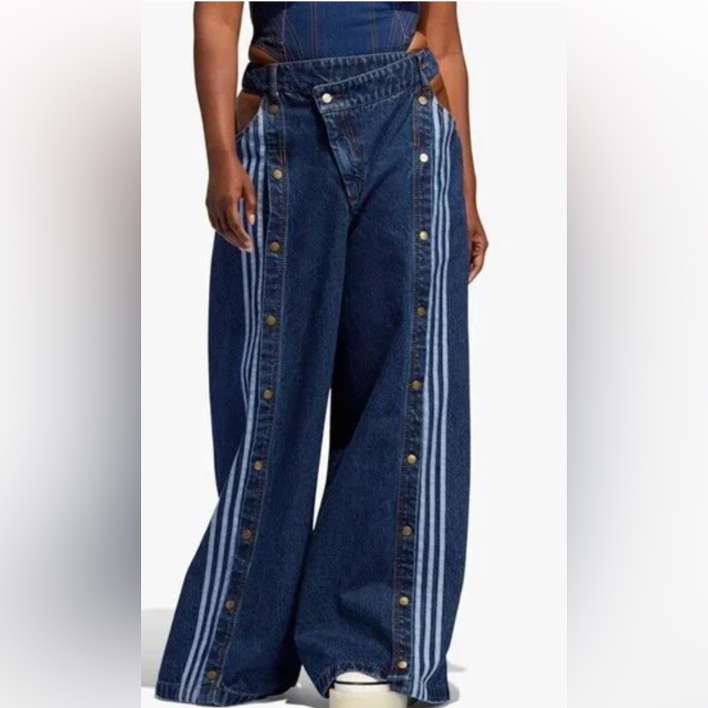 Ivy Park x Adidas wide leg cut out denim jeans